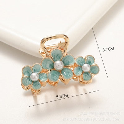 Hair Claw Clip Clamp For Women Girl Flower Floral Rhinestone Pearl Korean Handmade Fashion Head Accessories Mujer Wholesale