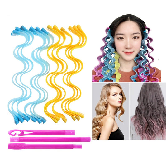 12PCS Magic Hair Curlers 25 30 45 50 65CM DIY Portable Hairstyle Rollers Sticks Durable Beauty Makeup Curling Hair Styling Tools