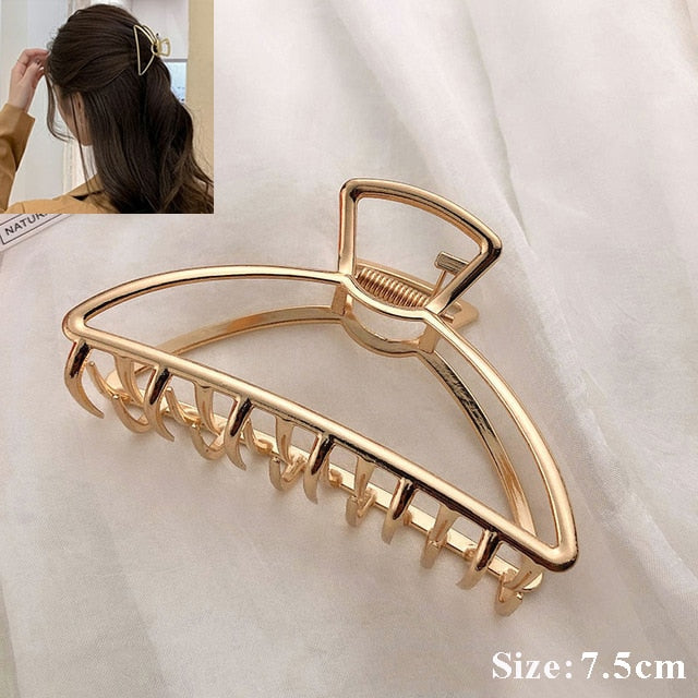 Simple Metal Hollow Out Geometric Hair Claw Ladies Elegant Hair Accessories Cross Crab Bath Clip For Women Fashion Girl Headwear