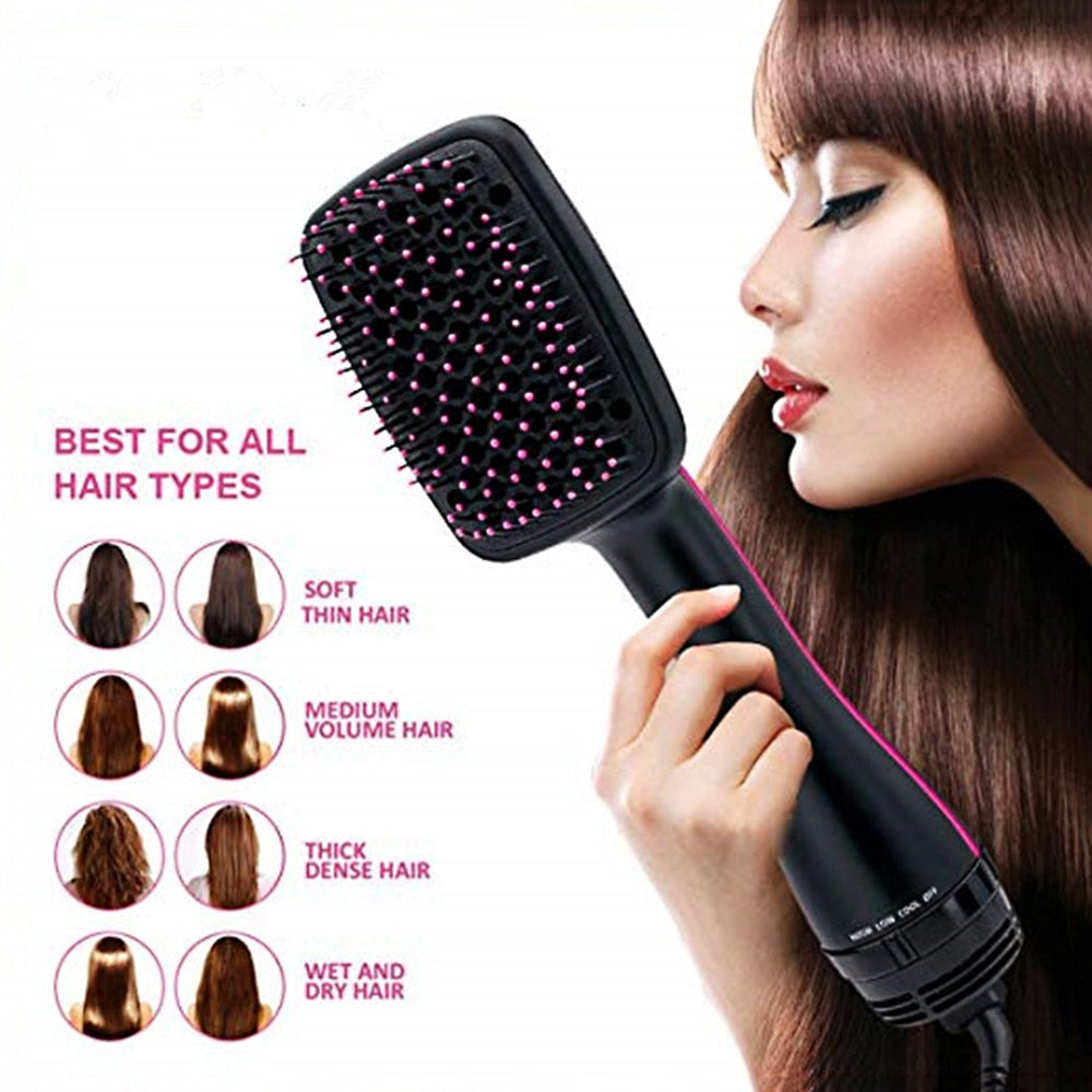 3 in 1 Negative Ion One Step Hair Dryer &amp; Volumizer Blower Anti-Static Hair Styler Hair Straightener Brush Drier Hairbrush