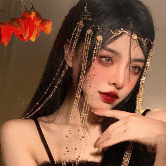 1PC Vintage Hair Jewelry Chinese Style Hairband Tassel Forhead Decoration Headpiece Chinese Hairpin Hair Accessories for Women