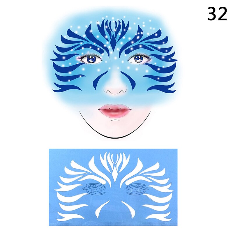 qgtao  New Eye Body Paint DIY Design Halloween Christmas Party Soft Face Paint Stencil Reusable Template Tattoo Painting Makeup Tool