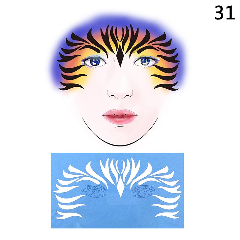 qgtao   New Eye Body Paint DIY Design Halloween Christmas Party Soft Face Paint Stencil Reusable Template Tattoo Painting Makeup Tool