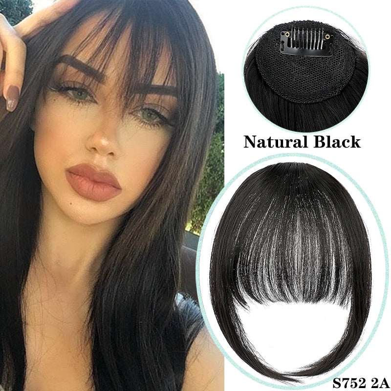 Shangzi Clip In Blunt Bangs Bang Hair Extension Synthetic Wig Fake Fringe Natural Hair Bangs Black L Brown Accessories Fake Hair