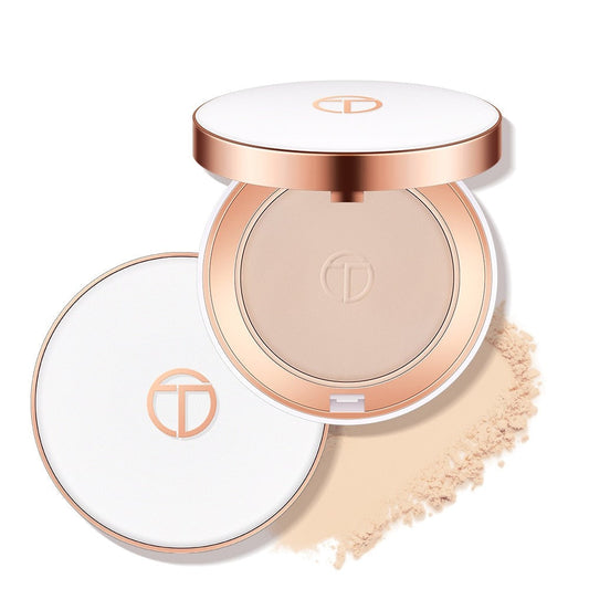 Face Setting Powder Cushion Compact Powder Oil-Control 3 Colors Matte Smooth Finish Concealer Makeup Pressed Powder