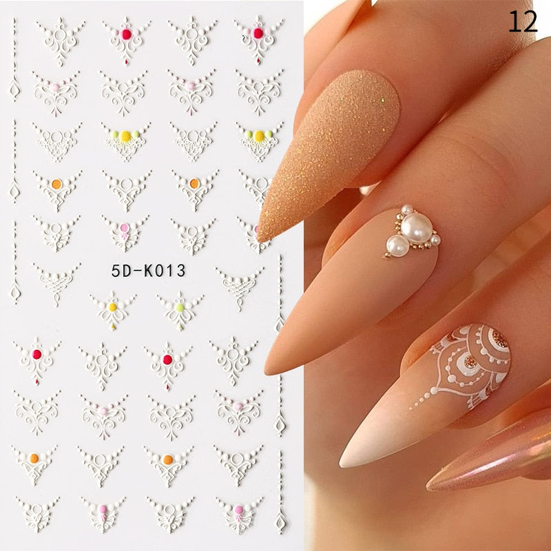 1 Sheet Embossed Snowflakes 5D Nail Stickers Decal Winter Christmas Nail Art Decoration Manicure Butterfly Nail Stickers Design