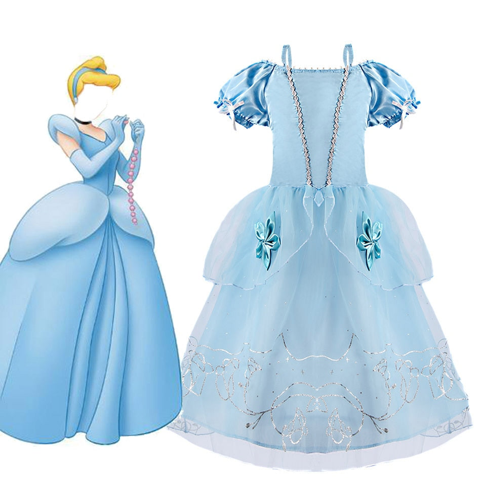 Children Makeup Fantasy Costume Cinderella Dress Girls Dress Up Cinderella Costume Baby Girl Princess Party Prom Evening Dress