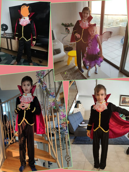 Kids Child Scary Gothic Boys Vampire Dracula Costumes Halloween Purim Carnival Role Play Horrible Party Dress Up