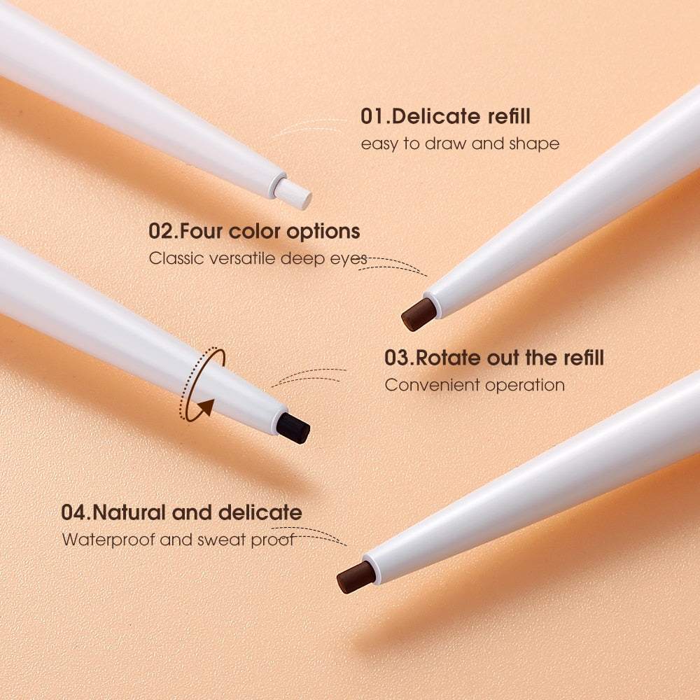 Eyeliner Gel Pencil Eye Liner Pen 4 Colors 1.0MM Ultra-fine Smooth Waterproof White Brown Eyeliner Pen Makeup for Eyes