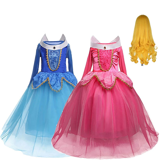 Children Aurora Dress Kids Halloween Sleeping Beauty Costume Girls Christmas Birthday Princess Party Ball Gown Clothes