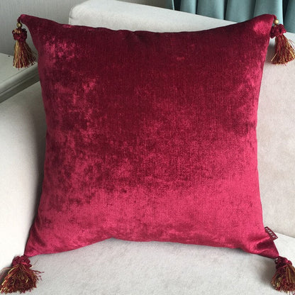Drop Ship Luxurious Chenille Pillow Cover with Tassle Home Deco Cushion Cover Velour Decoration Pillowcase Decorative Pillowsham