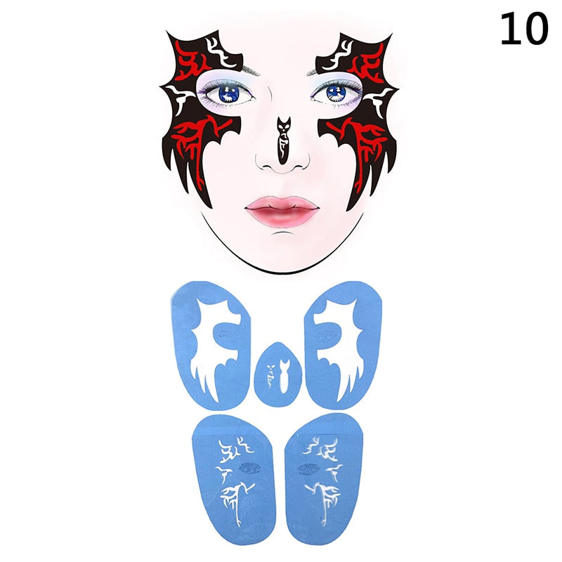 qgtao  New Eye Body Paint DIY Design Halloween Christmas Party Soft Face Paint Stencil Reusable Template Tattoo Painting Makeup Tool