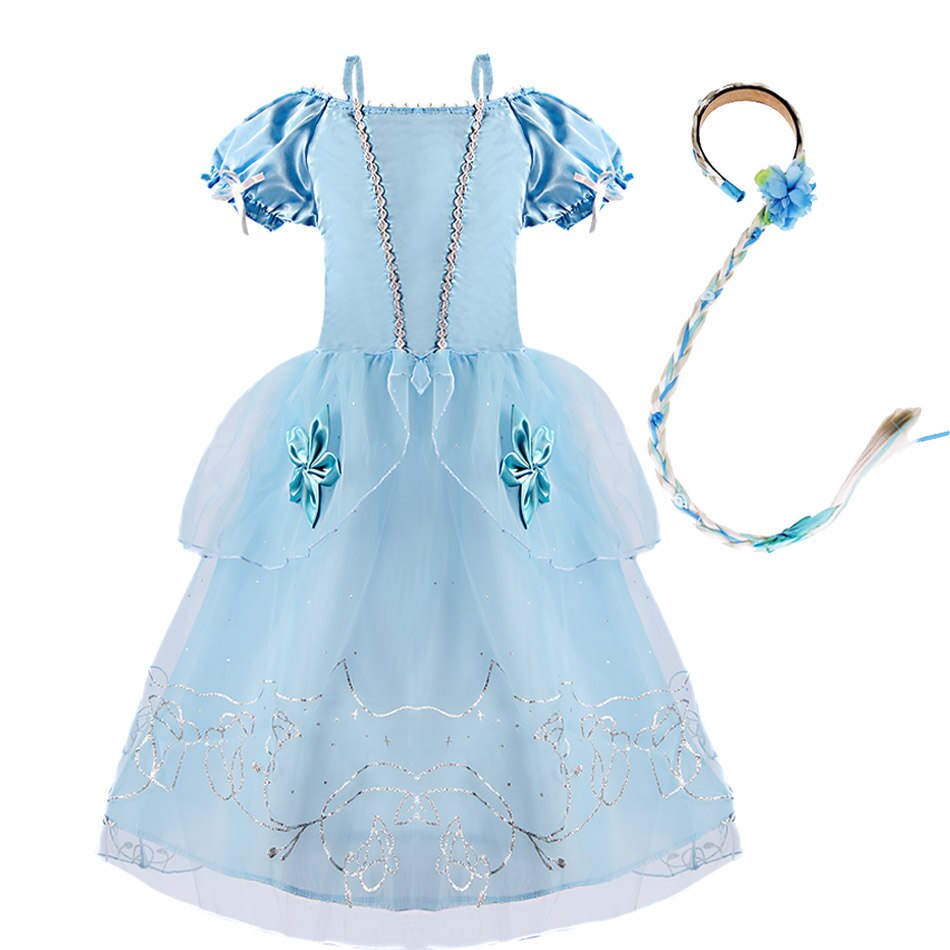 Children Makeup Fantasy Costume Cinderella Dress Girls Dress Up Cinderella Costume Baby Girl Princess Party Prom Evening Dress