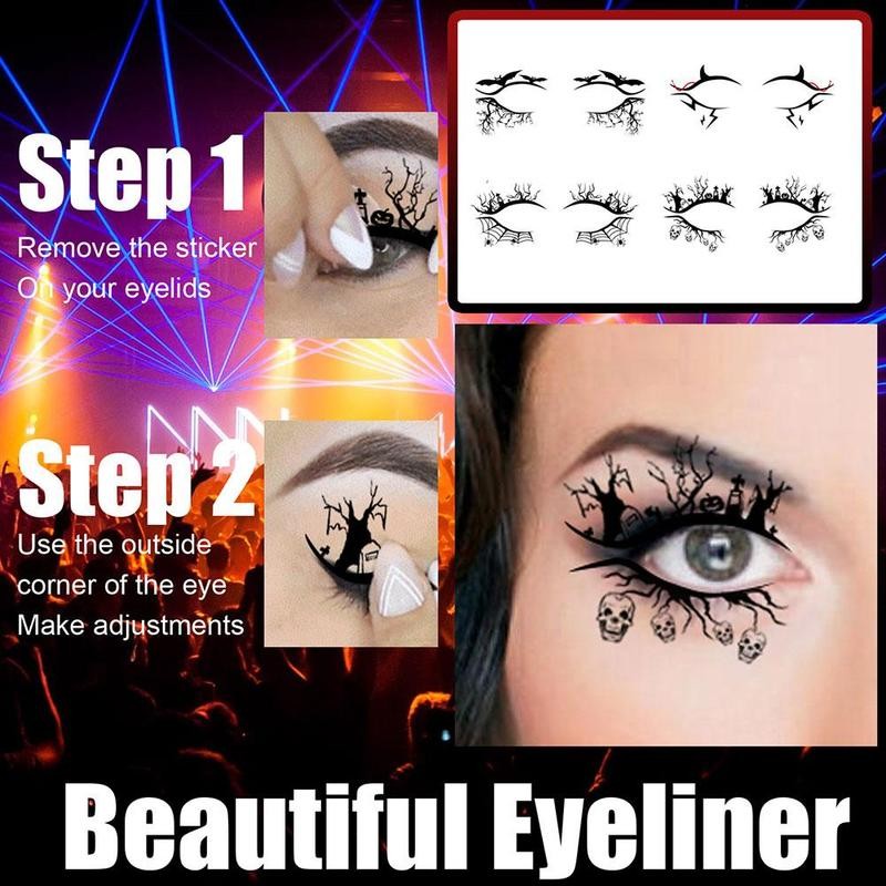 4pc/Set Eye Shadow Tattoo Temporary Tattoos Sticker Women Halloween Party Eye Makeup Stickers Face Waterproof Fake Tatto Eye Art