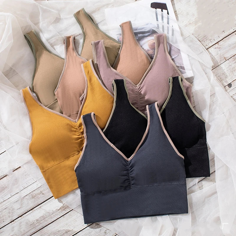 qgtao Women Sports Crop Tops Seamless Underwear Removable Padded Camisole Femme Female Tank Camis Sexy Lingerie Intimates