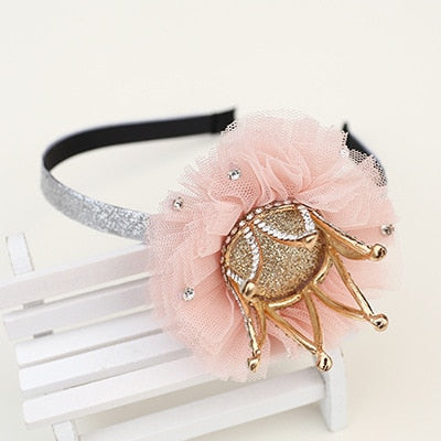 Headbands For Kids Girl Princess Hairbands Yarn Crown Bow Knot Tiara Flower Child Hair Accessories Korean Handmade Wholesale