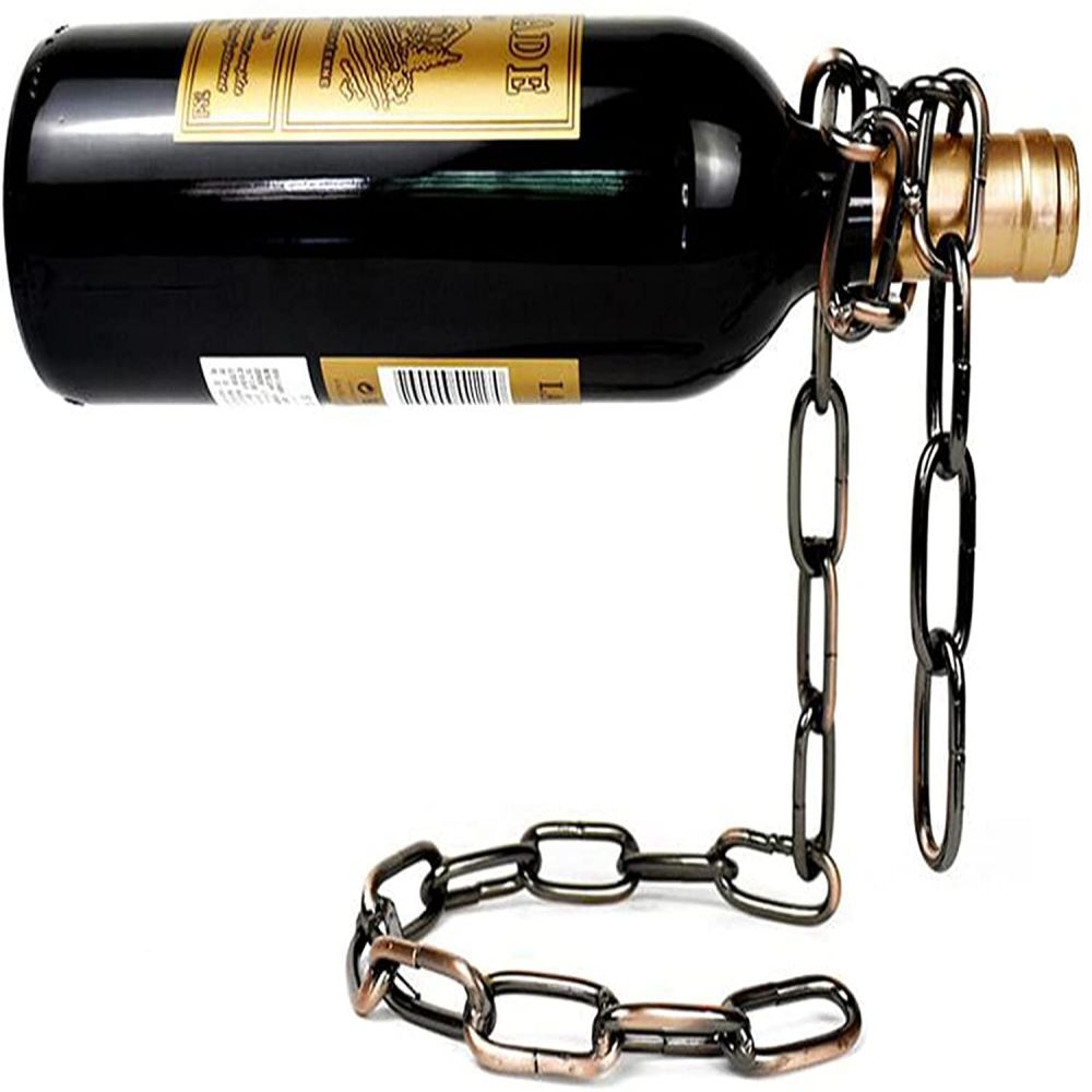 Creative Suspended Metal Iron Chain Red Wine Rack Retro Bar Cabinet Display Stand Shelf Home Decorations Wine Bottle Holder