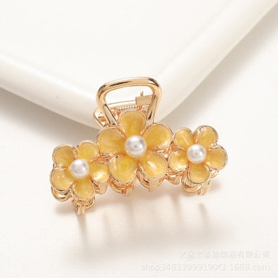 Hair Claw Clip Clamp For Women Girl Flower Floral Rhinestone Pearl Korean Handmade Fashion Head Accessories Mujer Wholesale