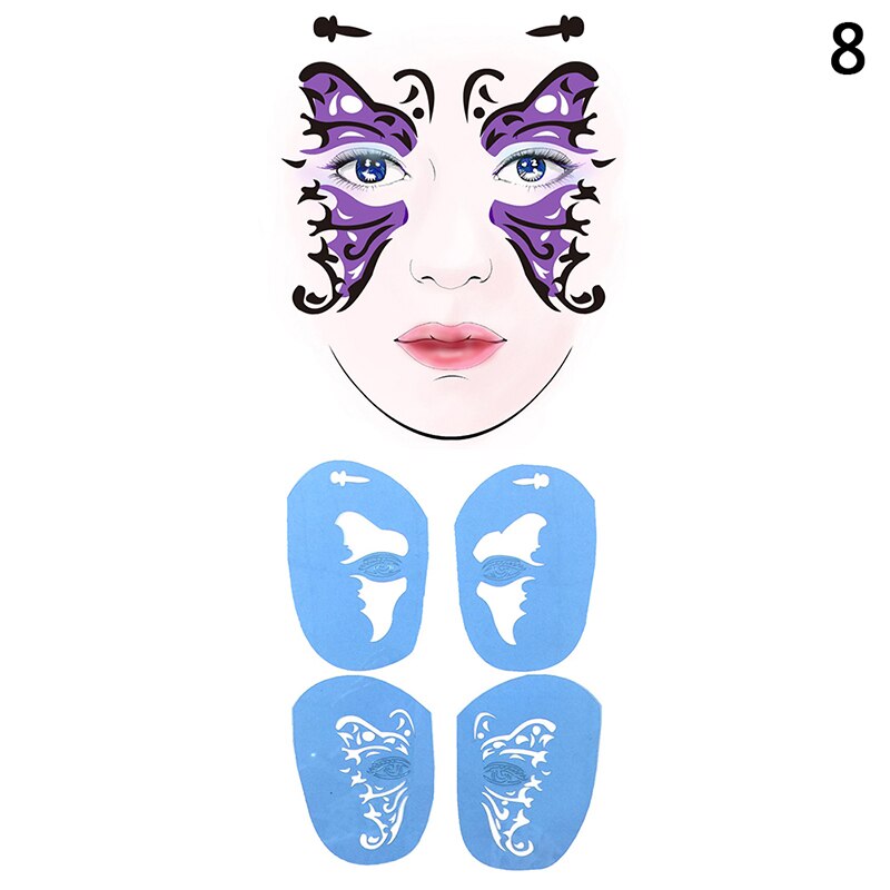 qgtao  New Eye Body Paint DIY Design Halloween Christmas Party Soft Face Paint Stencil Reusable Template Tattoo Painting Makeup Tool