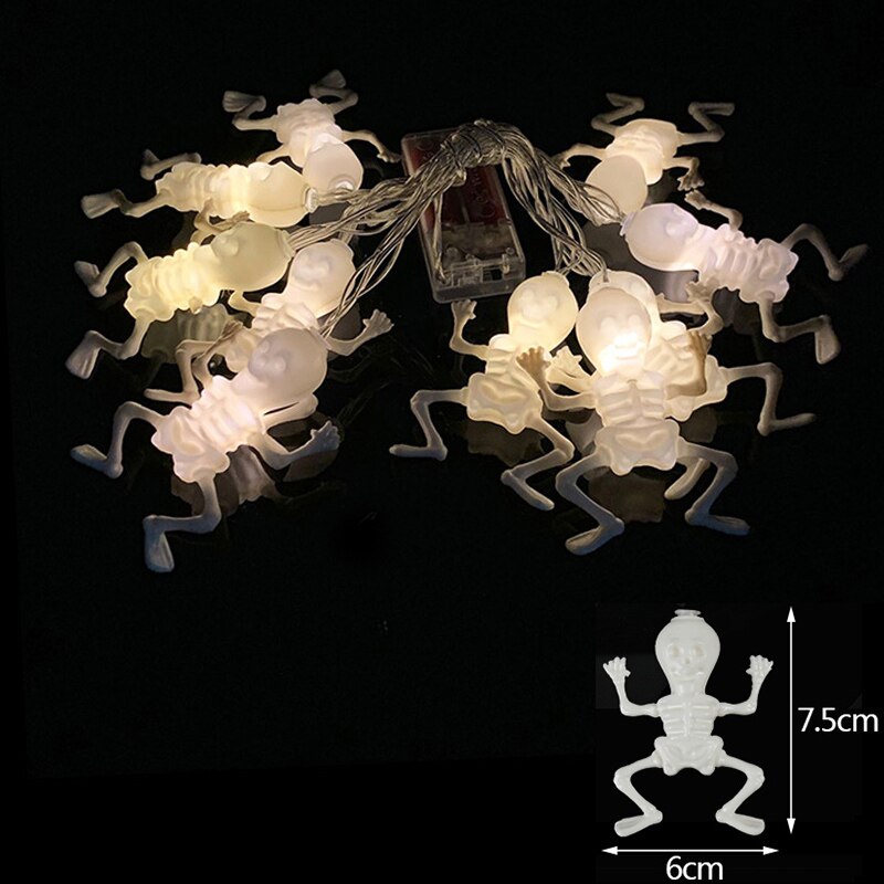 10LED Halloween Pumpkin Spider Bat Skull String Lights Lamp DIY Hanging Horror Halloween Decoration For Home Party Supplies