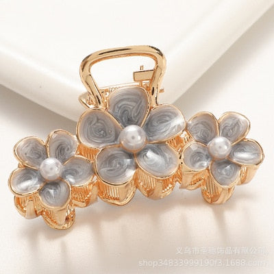 Hair Claw Clip Clamp For Women Girl Flower Floral Rhinestone Pearl Korean Handmade Fashion Head Accessories Mujer Wholesale