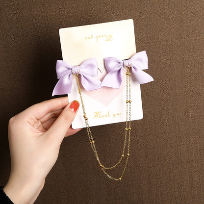 AWAYTR Tassel Elegant Vintage Bow Pearl Chain Hairpins Sweet Hair Decorate Headband Hair Clips For Fashion Hair Accessories