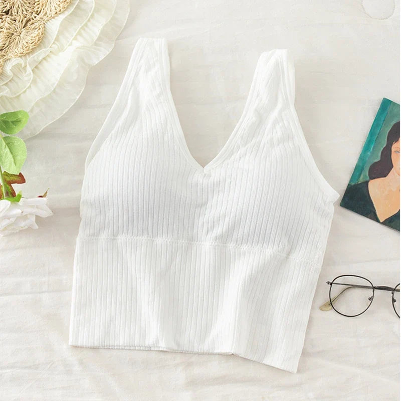 qgtao Women Sports Crop Tops Seamless Underwear Removable Padded Camisole Femme Female Tank Camis Sexy Lingerie Intimates