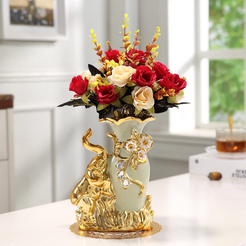 qgtao  Modern Minimalist Home Living Room Entrance Gold Glass Vase Light Luxury Wind Desktop Flower Container Decorations Ornaments