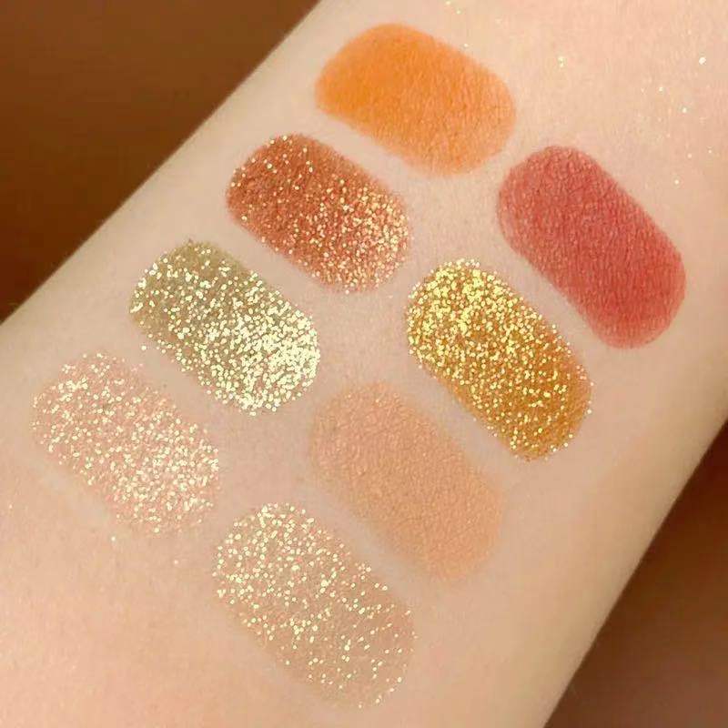 8 Colors Pressed Matte Shimmer Glitter Eyeshadow Palette Waterproof Metallic Pigmented Diamond Eyeshadow Pallete Makeup Palette