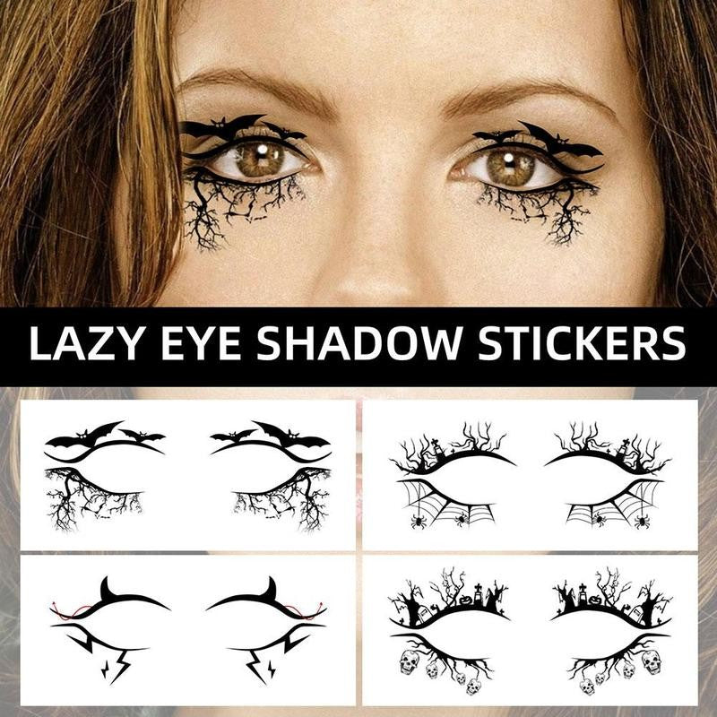 4pc/Set Eye Shadow Tattoo Temporary Tattoos Sticker Women Halloween Party Eye Makeup Stickers Face Waterproof Fake Tatto Eye Art