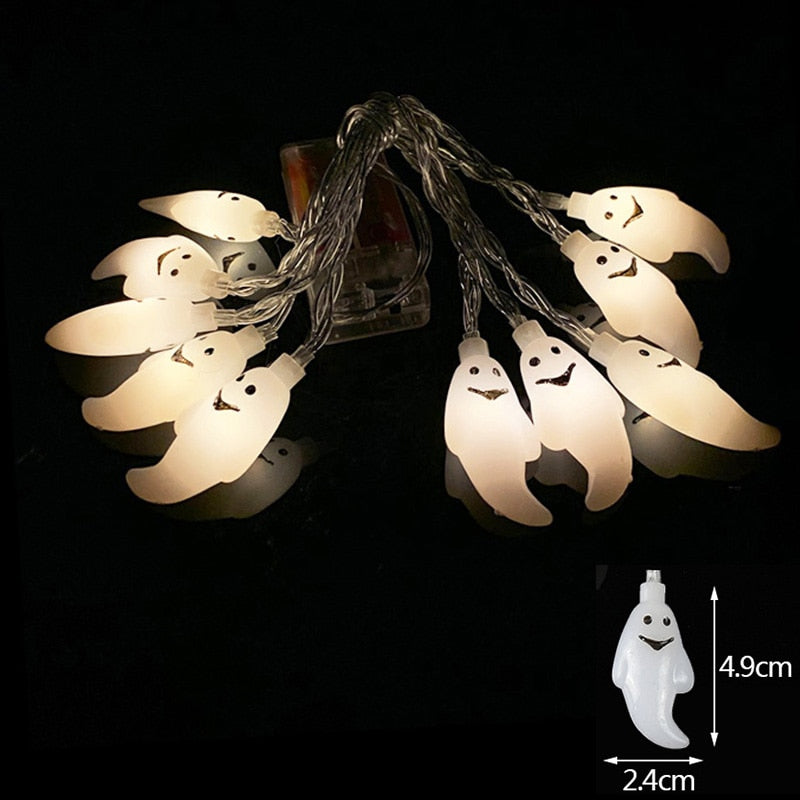 10LED Halloween Pumpkin Spider Bat Skull String Lights Lamp DIY Hanging Horror Halloween Decoration For Home Party Supplies