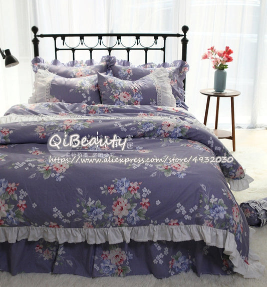 New arrival luxury bedding set, Korean version of American ruffled lace pleated cotton bed skirt, four-piece bedding quilt cover