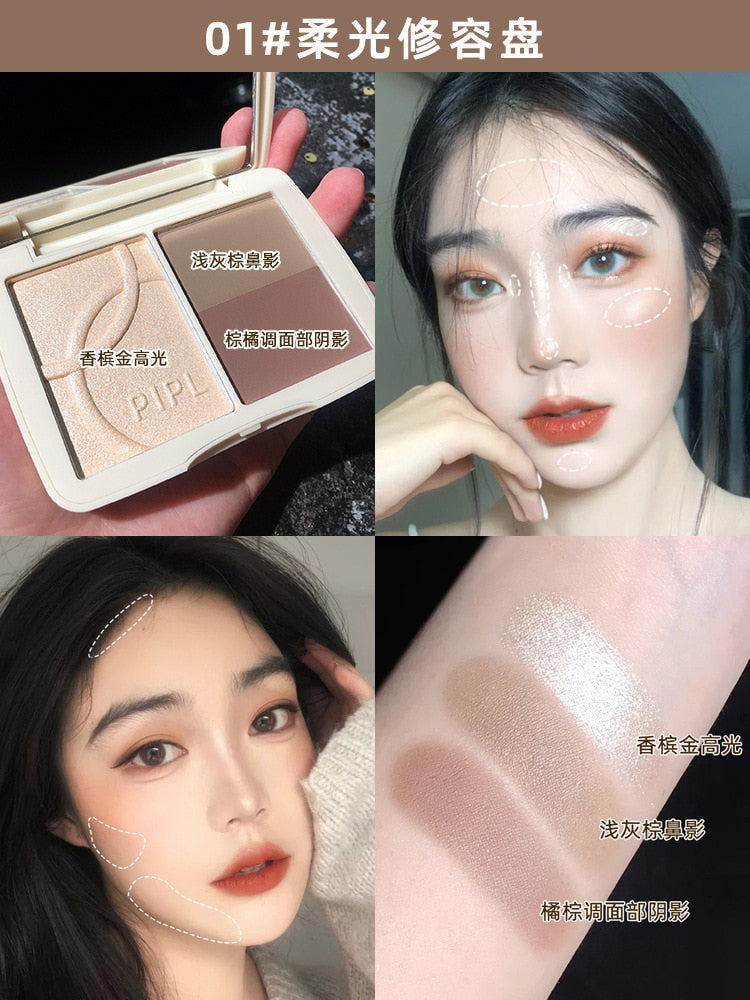 Makeup Highlighter Palette HighGloss Texture Contour Palette Base Illuminator Highlight Face Bronzer Cheek Blush Powder Cosmetic