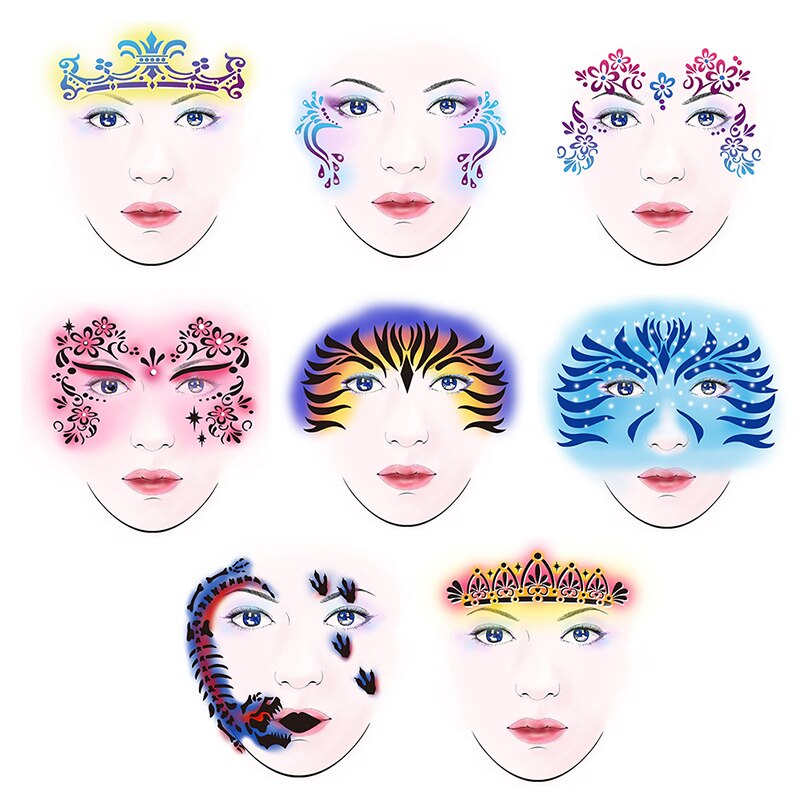 qgtao  New Eye Body Paint DIY Design Halloween Christmas Party Soft Face Paint Stencil Reusable Template Tattoo Painting Makeup Tool