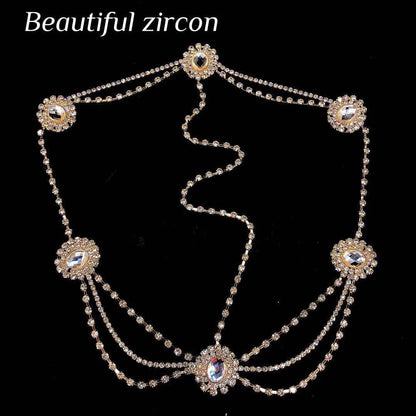Bohemian retro women's Crystal Bridal Headband chain Bridal Wedding Crystal forehead Indian headband hair accessories