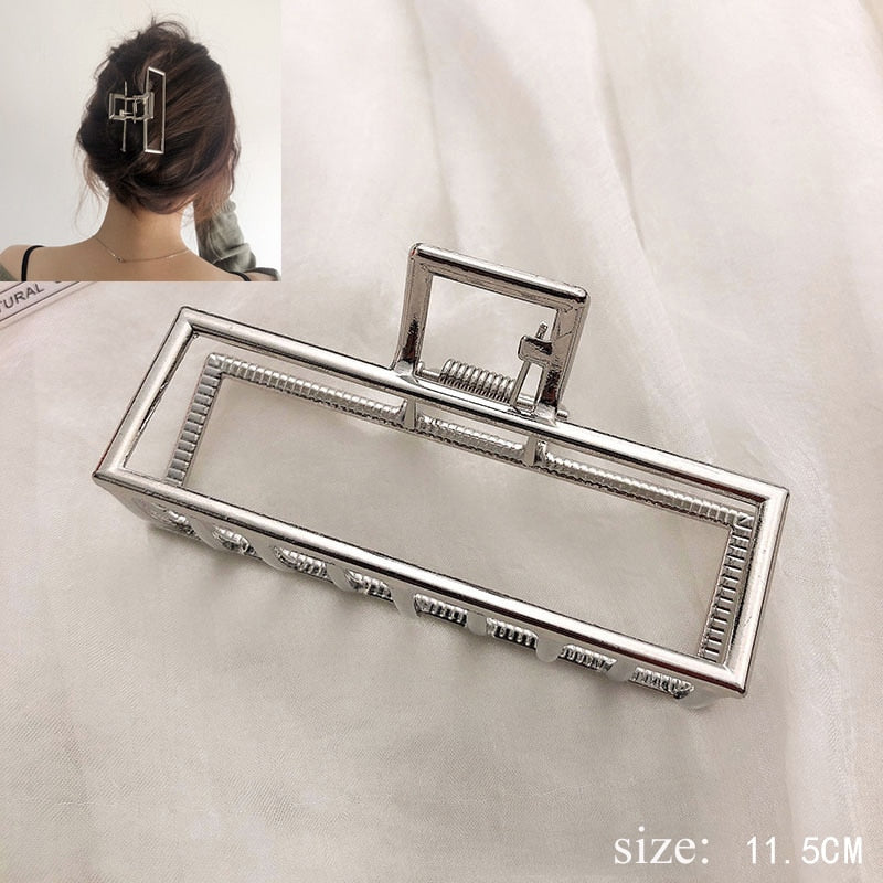 Simple Metal Hollow Out Geometric Hair Claw Ladies Elegant Hair Accessories Cross Crab Bath Clip For Women Fashion Girl Headwear