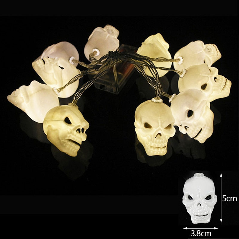 10LED Halloween Pumpkin Spider Bat Skull String Lights Lamp DIY Hanging Horror Halloween Decoration For Home Party Supplies