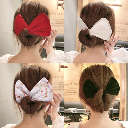 AMORCOME Multicolor Deft Bun Print Headband Hairpin for Women Girl Cloth Hair Circle Bun Maker Ponytail Holder Hair Accessories