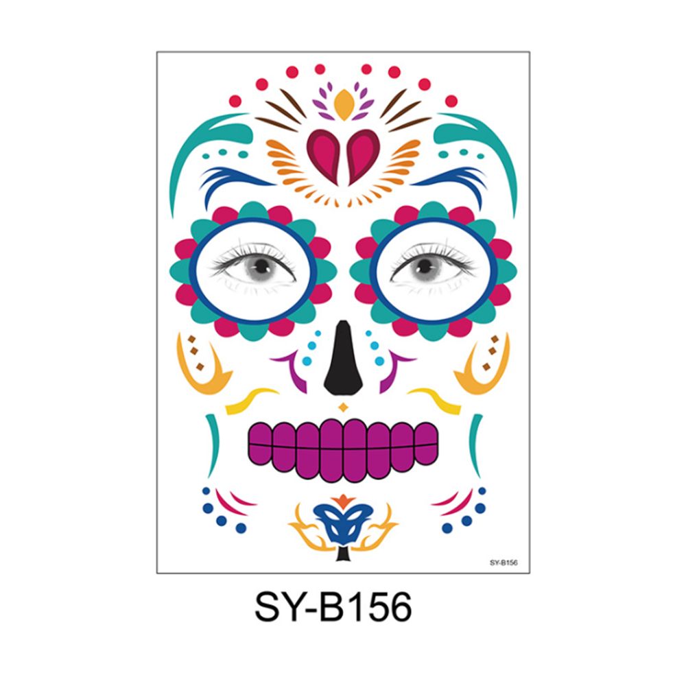 Waterproof Facial Makeup Sticker Special Face tattoo Day Of The Dead Skull Face Dress Up Halloween Temporary Tattoo Stickers