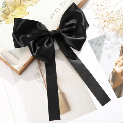 AWAYTR New Bow Pearls Chain Barrettes Hairpins For Women Rhinestone Spring Hair Clips Ribbon Headband Ponytail Hair Accessories