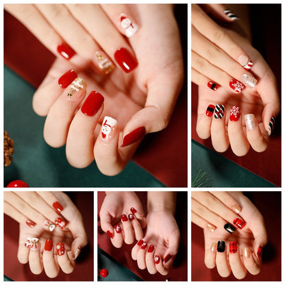 Christmas Press on Fake Nails Short Faux Ongles JP12SS