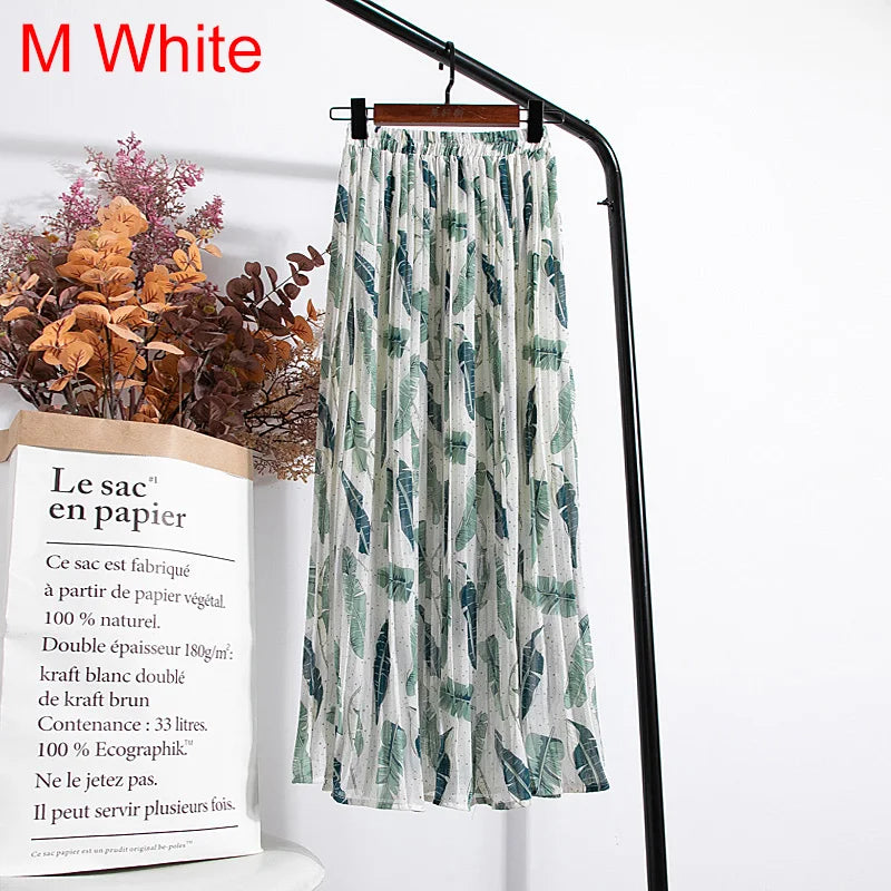 qgtao Skirts Womens 2024 High Waist Floral Print Mid Calf Long Pleated Skirt Women Summer Vintage Elegant Chiffon Midi Skirt