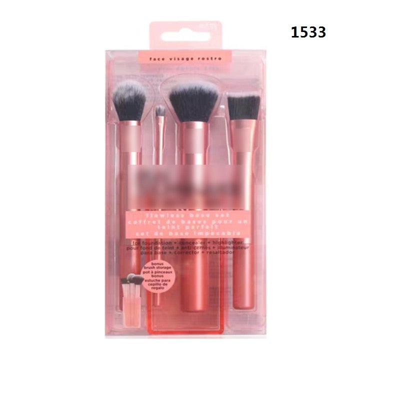 NEW BLACK+RED 10PCS/SET Spiral Design Plastic Handle Beauty Makeup Brushes Cosmetic Foundation Powder Blush Make Up Brush Tool