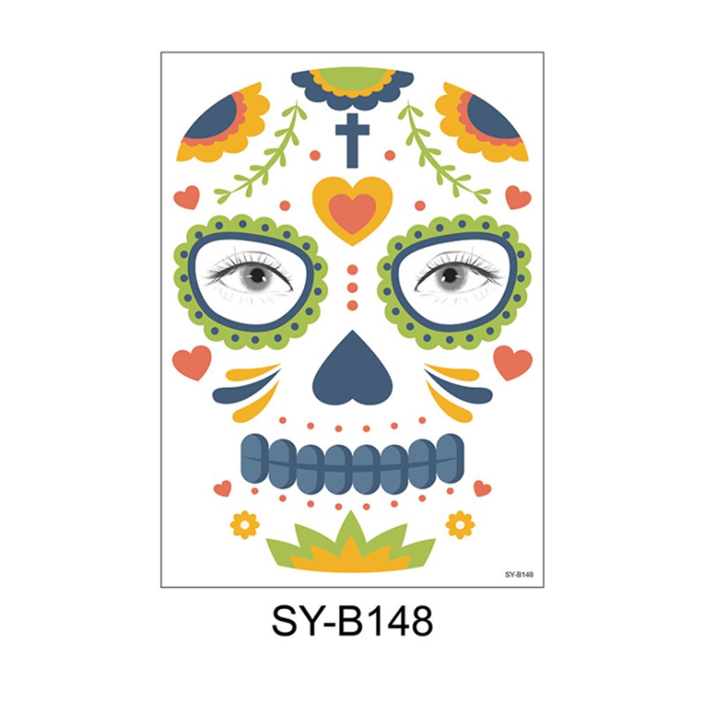 Waterproof Facial Makeup Sticker Special Face tattoo Day Of The Dead Skull Face Dress Up Halloween Temporary Tattoo Stickers