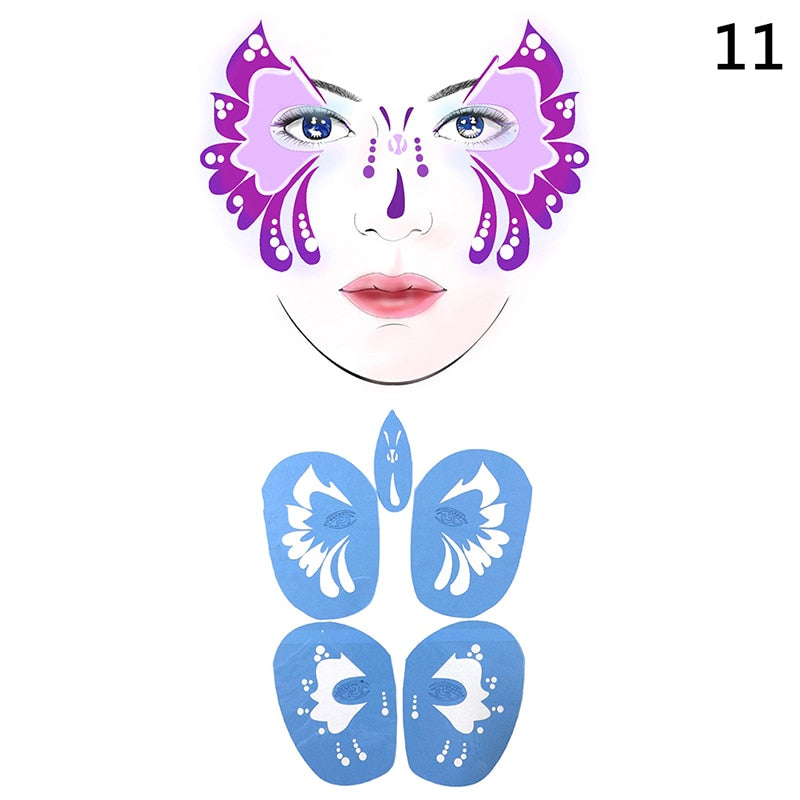 qgtao  New Eye Body Paint DIY Design Halloween Christmas Party Soft Face Paint Stencil Reusable Template Tattoo Painting Makeup Tool