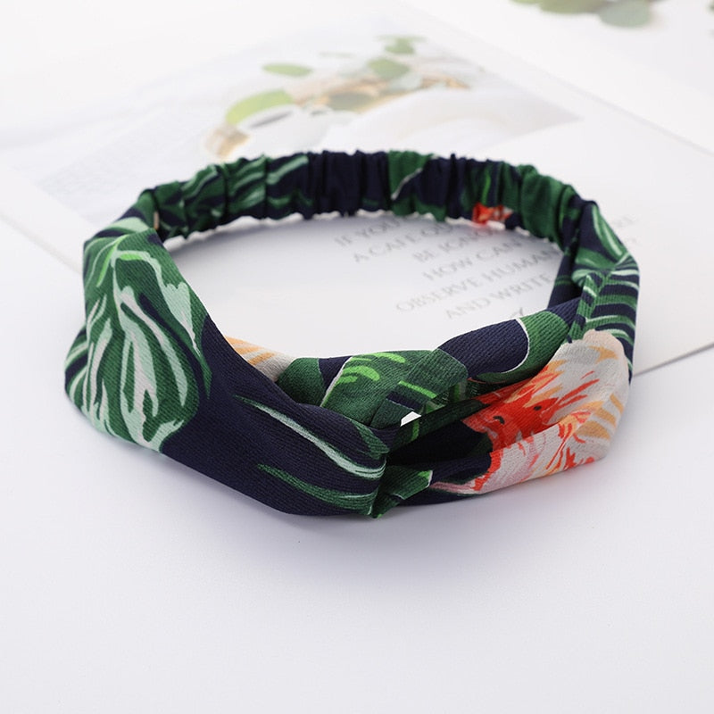 Women Cross Solid color Hair Bands Girls Print Flower Headbands Fashion Turban Make up Hair Accessories FD127