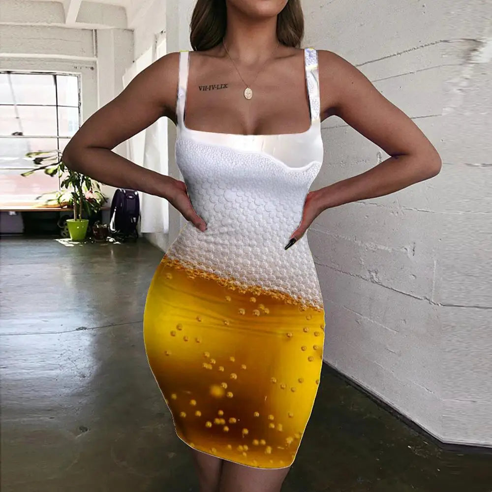 qgtao  Pigment Dress Women Graffiti Ladies Dresses Rose Pink Bodycon Dress Street Sundress Womens Clothing Party Vintage Beach