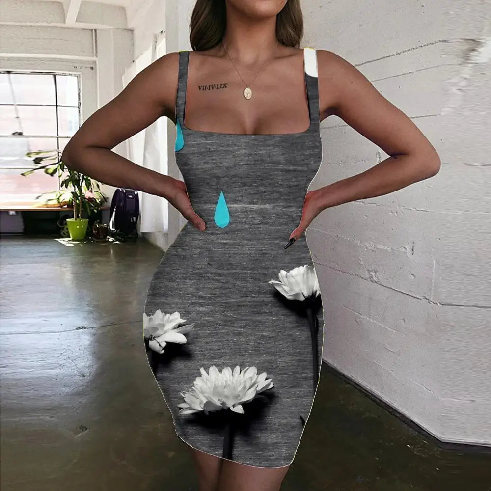 qgtao  Pigment Dress Women Graffiti Ladies Dresses Rose Pink Bodycon Dress Street Sundress Womens Clothing Party Vintage Beach