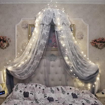 European-style Princess Bed Curtains Children&#39;s Bed Veils Lace Decorations Gray Mosquito Nets Home Bedroom Bed Curtains Veils