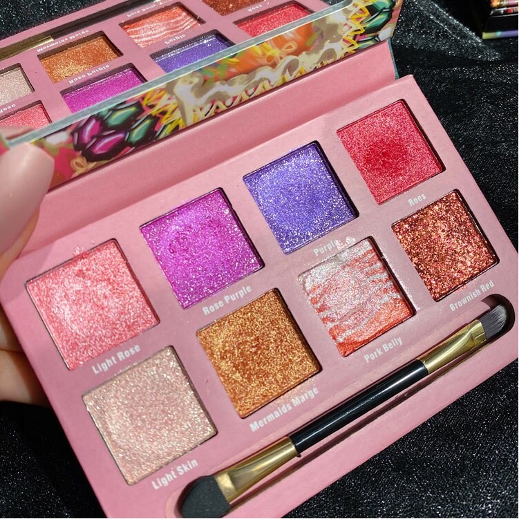 8 Color Rainbow Metallic Eyeshadow Palette Shimmer Matte Glitter Eye Shadow Pallete Waterproof Pigmented Makeup Palette Cosmetic